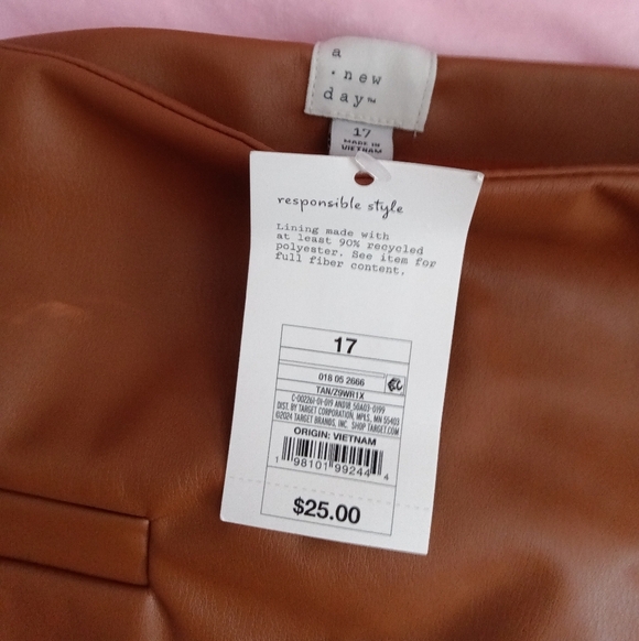 NEW A New Day Faux Leather Cognac Skirt - Picture 3 of 3